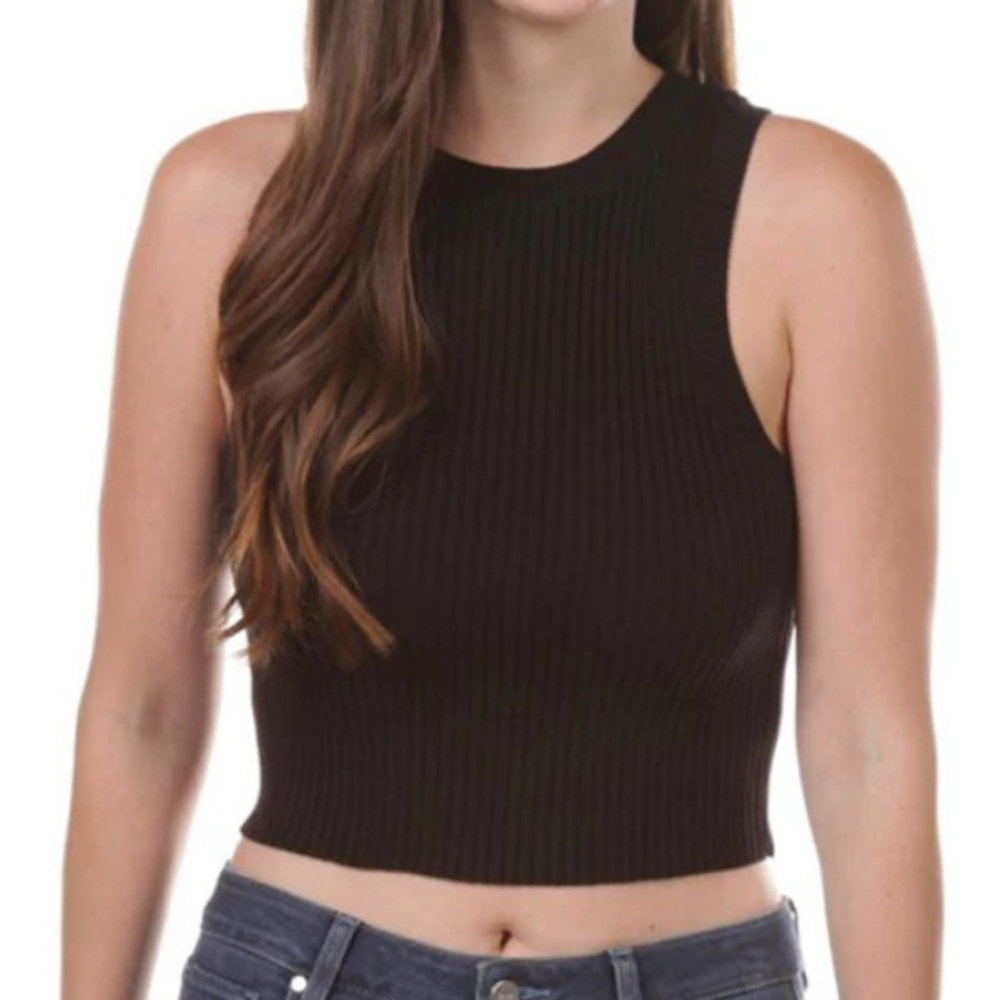 NWT By Together Black Knit Sleeveless Crop Top Tank
